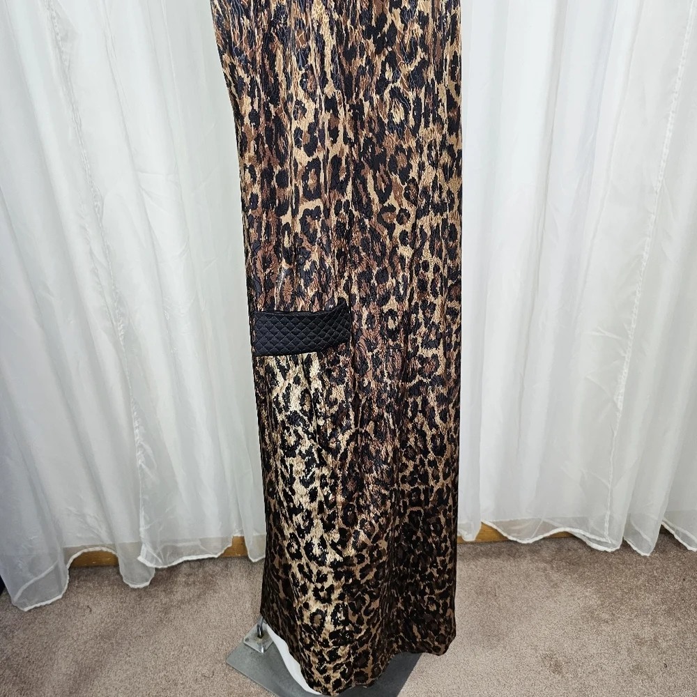 Vintage Kathleen Usherwood Leopard Print House Coat House Dress Caftan Mumu Sm